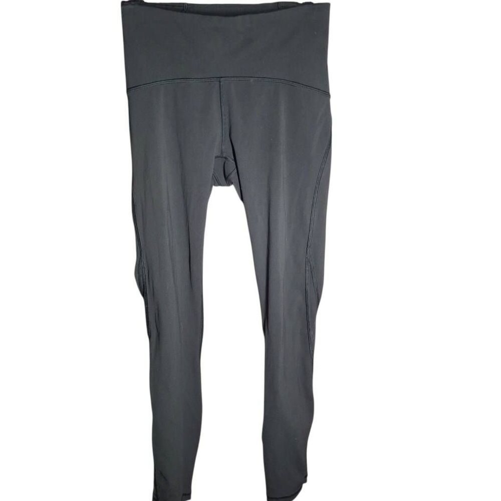Lululemon Black Ankle Leggings Mesh Detail On  Outer Calf size Small